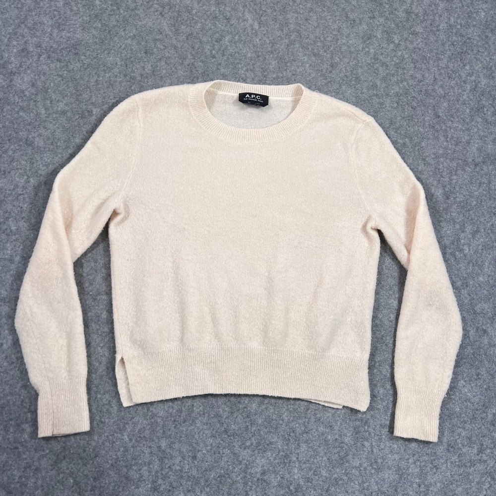 A.P.C. Rue Madame‎ Paris Beige Wool Blend Knit Pullover Sweater Women's Size XS